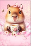 Capivara Rosa 3D Chá Painel Retangular 220X150Cm - imagem 1