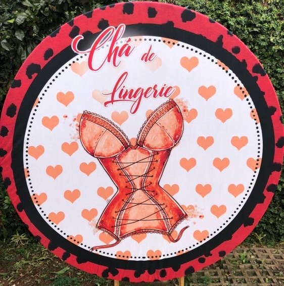 Chá de Lingerie Coração Vermelho Painel Redondo 150Cm - FOCUSEVENTOSJATAI