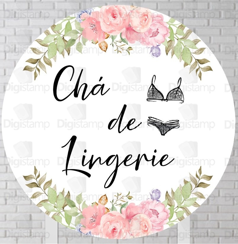 Chá de Lingerie Floral Rosa Painel Redondo 150Cm - FOCUSEVENTOSJATAI