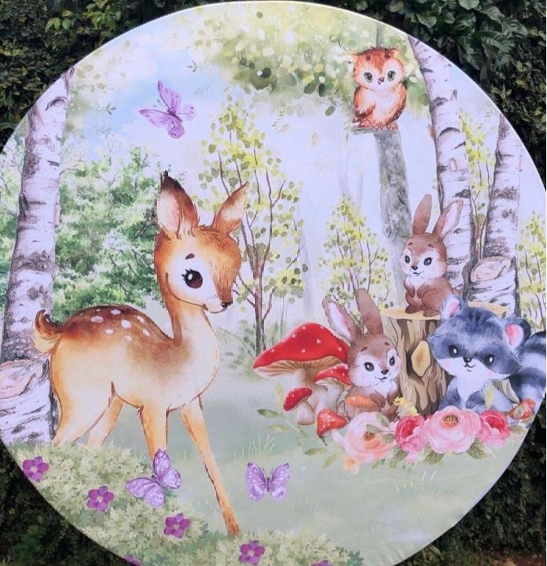 Bosque Encantado Bambi E Raposinha - Painel Redondo 150Cm - FOCUSEVENTOSJATAI