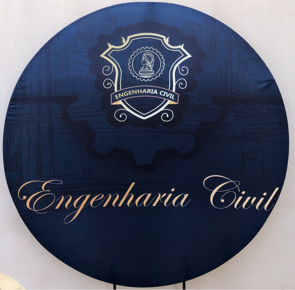 Profissao Engenharia Civil Preto E Dourado Painel Redondo 150Cm - FOCUSEVENTOSJATAI