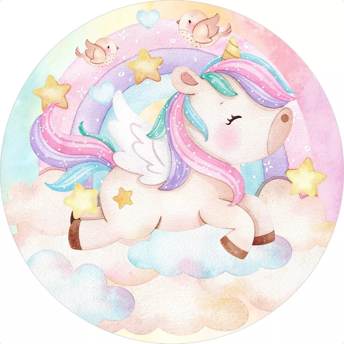 Unicornio Baby Estrela Painel Redondo 150Cm - FOCUSEVENTOSJATAI