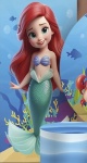 Pequena Sereia Ariel 3D Mar Azul Fundo Azul Turqueza Painel Retangular 220X150Cm - imagem 1