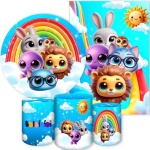 Bolofofo Arco Iris 3D Painel Retangular 220X150Cm  - Fundo Azul Claro - imagem 1