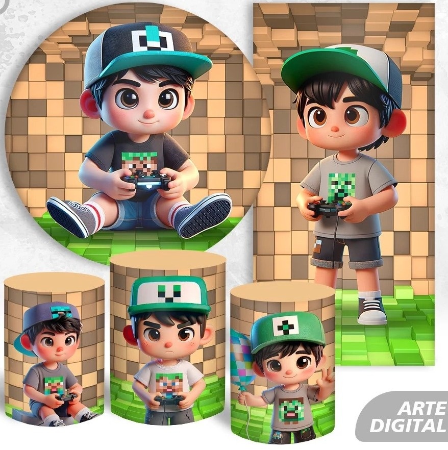Minecraft 3D Cute Painel Redondo 150Cm - FOCUSEVENTOSJATAI