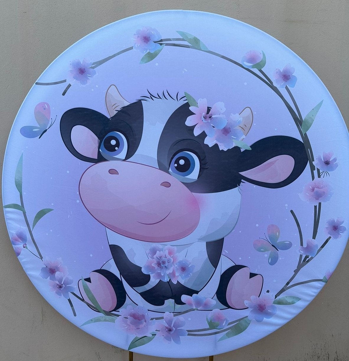 Vaquinha Preto E Branco Painel Redondo 150Cm - FOCUSEVENTOSJATAI