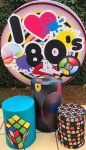Balada Anos 80 Cubo Magico Pec Men E Disco - Painel Redondo 150Cm - imagem 2