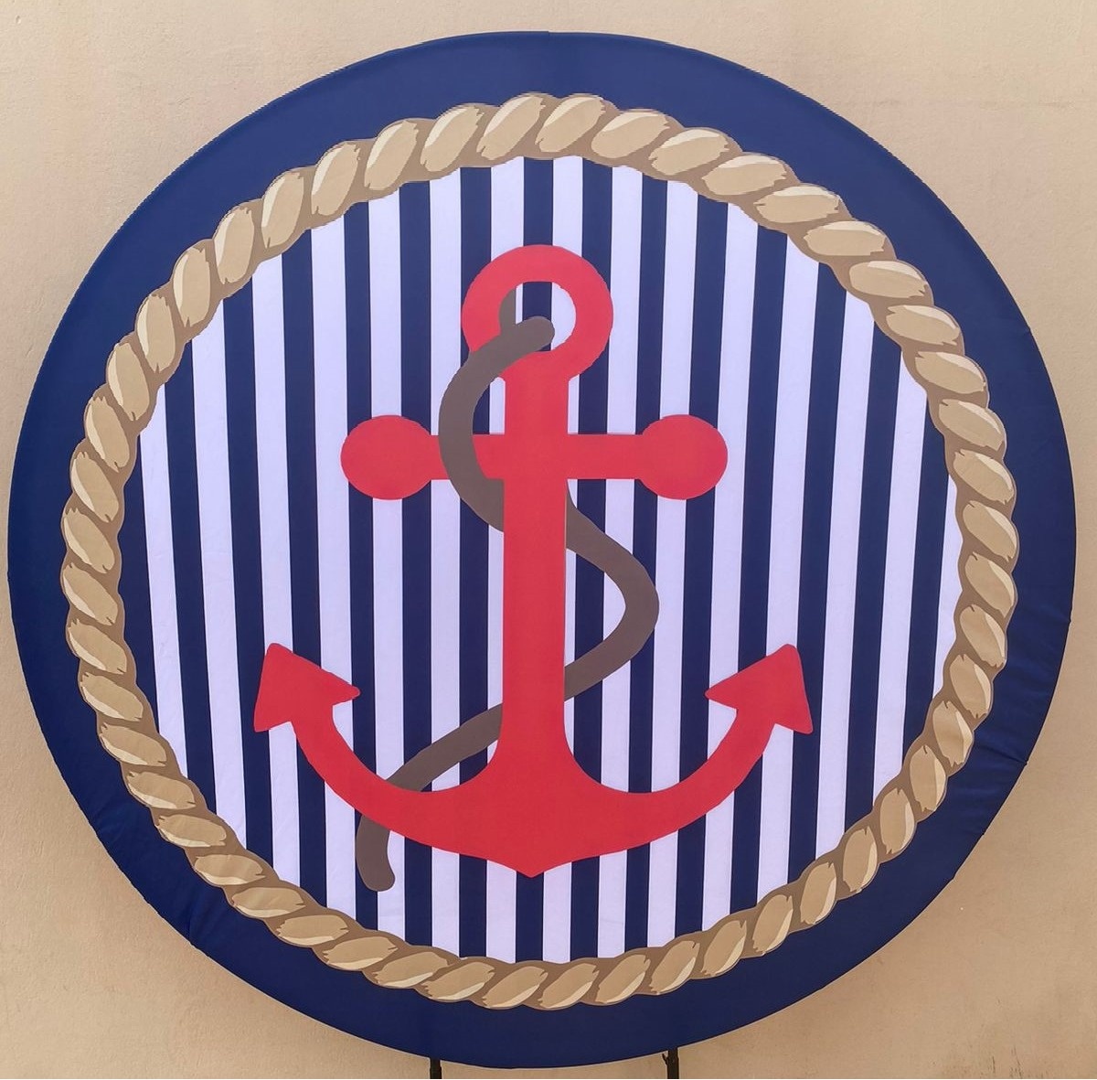 Marinheiro Ancora Vermelha Painel Redondo 150Cm - FOCUSEVENTOSJATAI