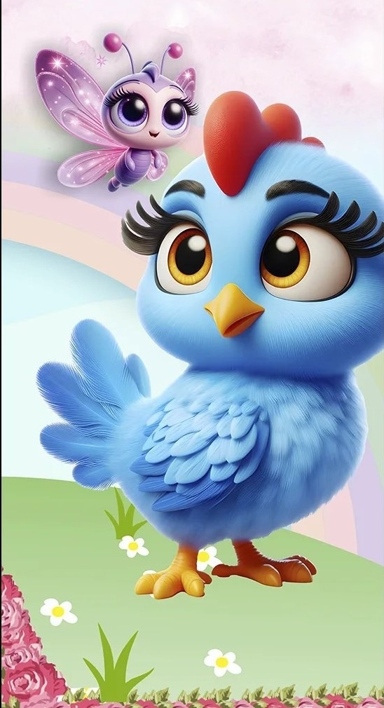 Galinha Pintadinha 3D Casinha Rosa Painel Retangular 220X150Cm Fundo Azul Claro - FOCUSEVENTOSJATAI
