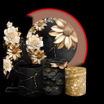 Floral Margarida Dourado Painel Redondo 150Cm - imagem 2