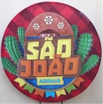 Festa Junino São João Igrejinha Amarela Painel Redondo 150Cm - imagem 1