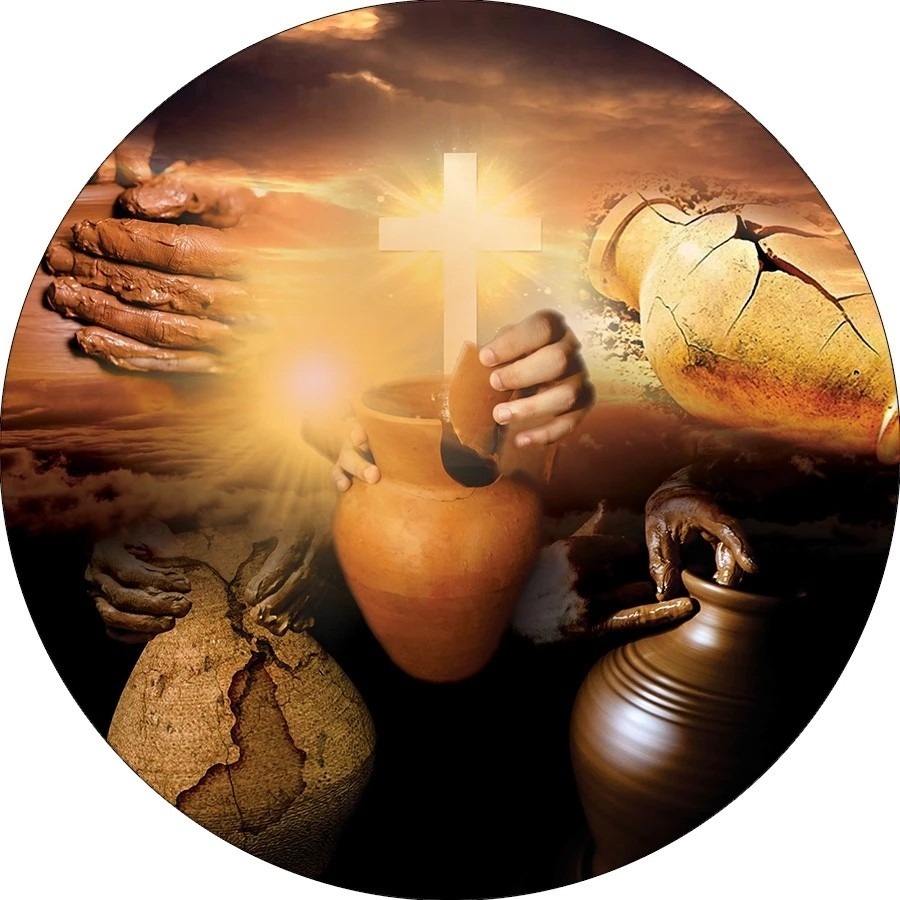 Religioso Oleiro de Vasos Painel Redondo 150Cm - FOCUSEVENTOSJATAI