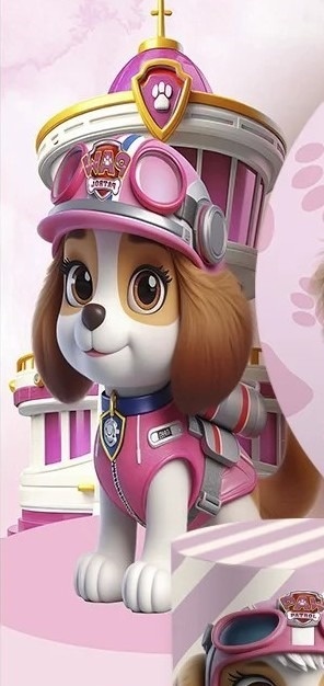 Patrulha Canina Skye 3D Rosa Painel Retangular 200X100Cm - FOCUSEVENTOSJATAI