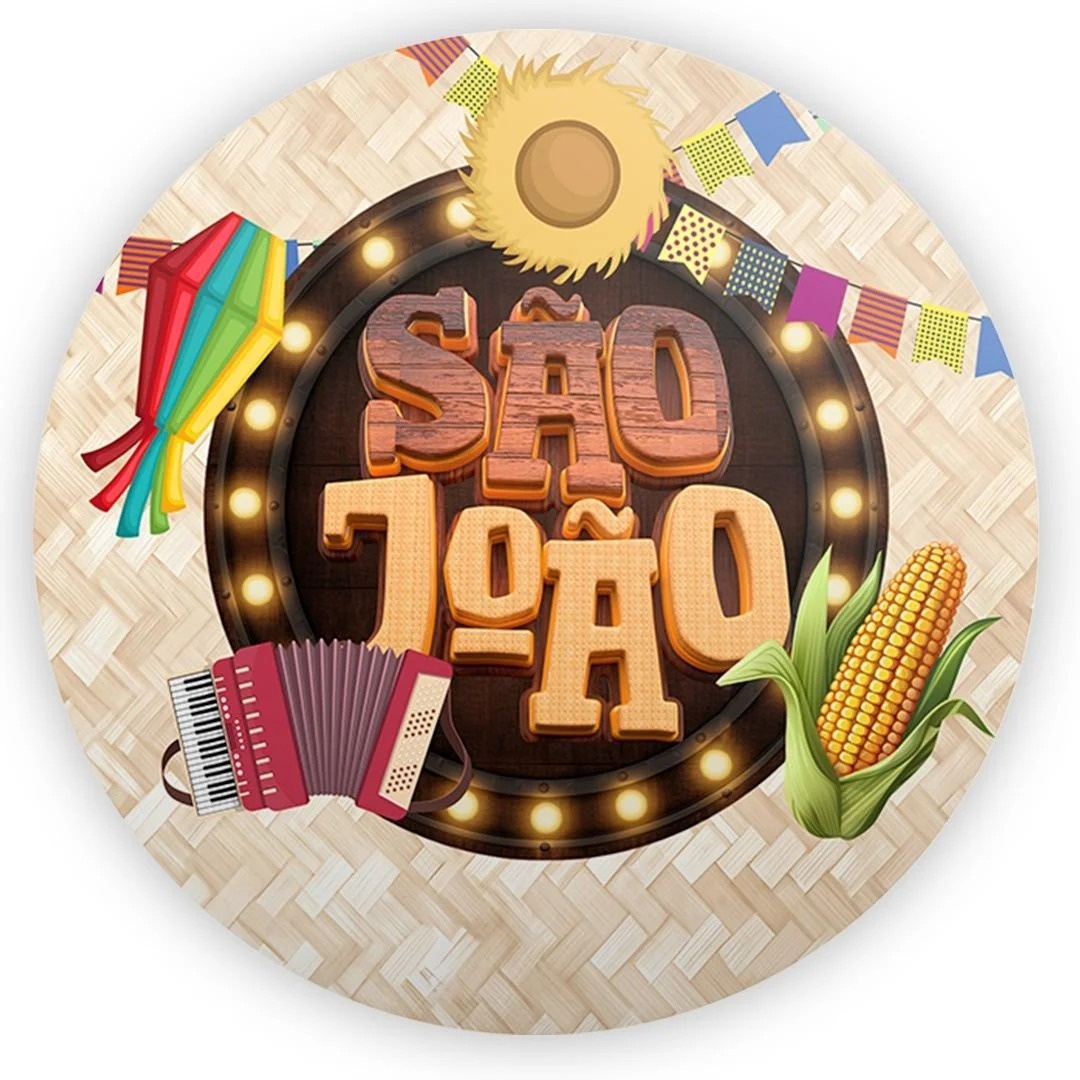 Festa Junino São João Luminoso de Madeira Painel Redondo 150Cm - FOCUSEVENTOSJATAI