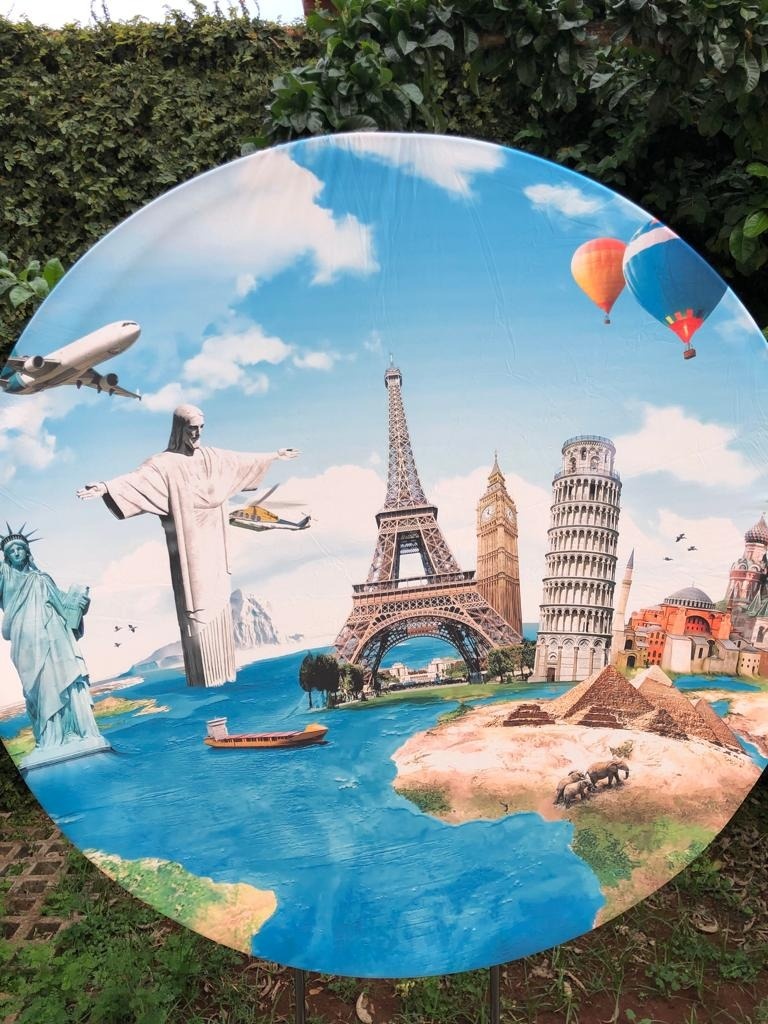 Volta Ao Mundo Cristo Redentor Painel Redondo 150Cm - FOCUSEVENTOSJATAI