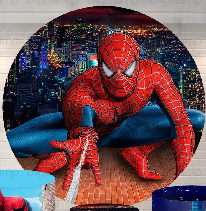 Homem Aranha Lançado Teia Painel Redondo 150Cm - FOCUSEVENTOSJATAI