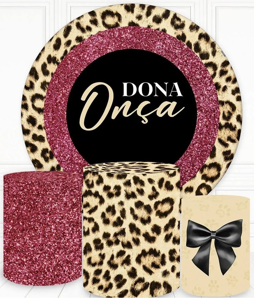 Dona Onça Glitter Rosa Painel Redondo 150Cm - FOCUSEVENTOSJATAI