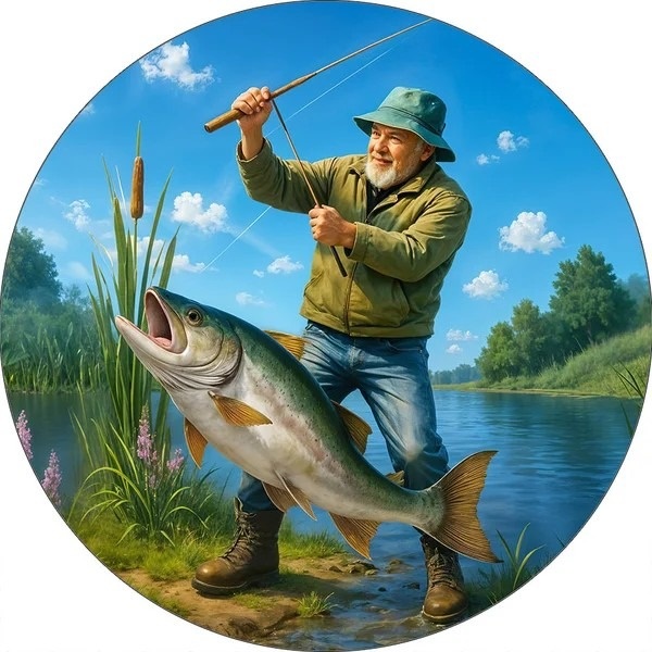 Pescador 3D Pescaria Painel Redondo 150Cm - FOCUSEVENTOSJATAI