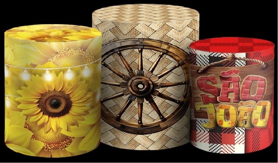 Festa Junino São João Amarelo E Vermelho Roda de Carroça Cilindro Red Pmg - FOCUSEVENTOSJATAI