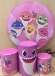 Baby Shark Rosa Painel Redondo 150Cm - imagem 2