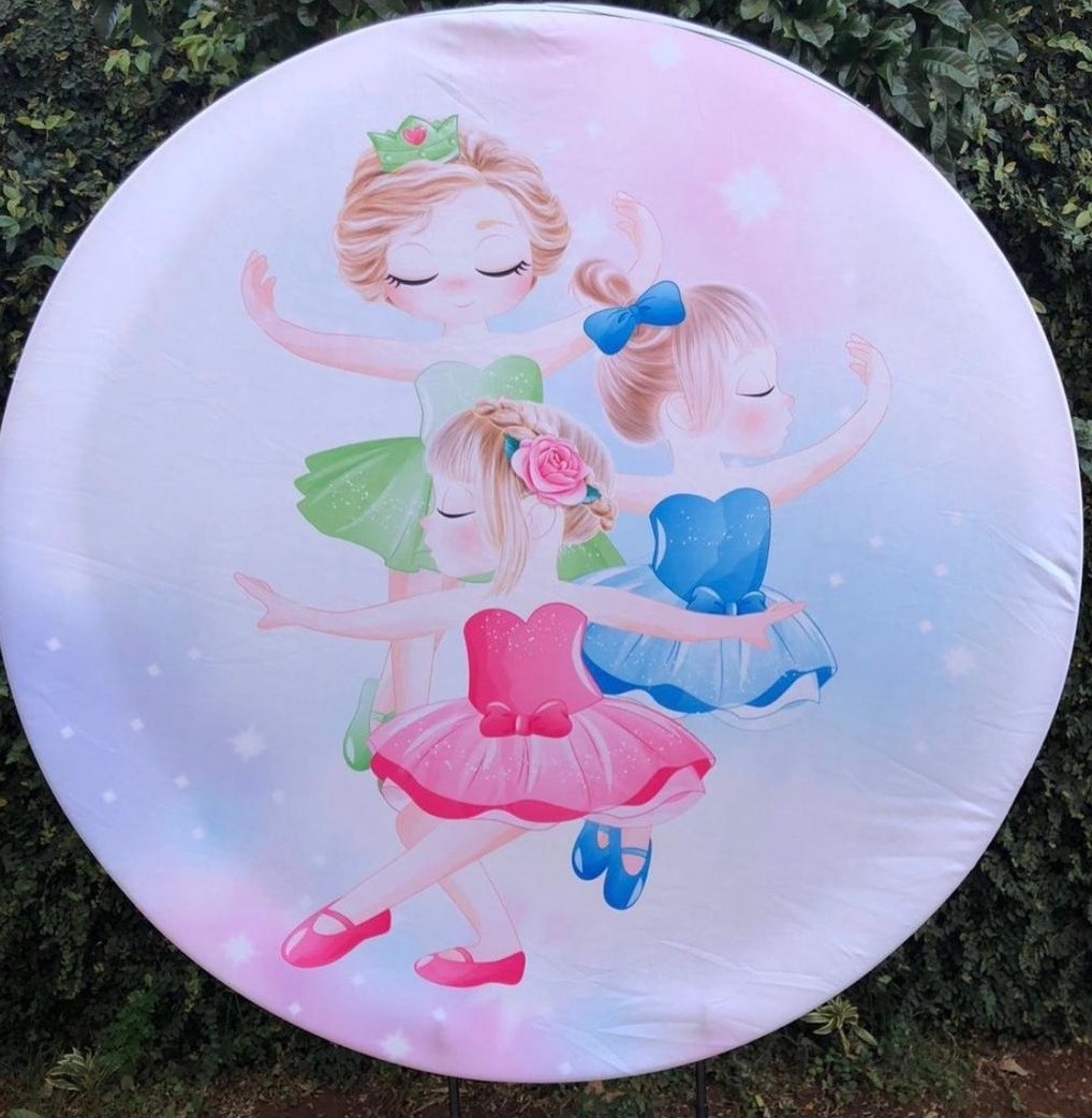 Bailarina Menininha Verde Azul E Rosa Painel Redondo 150Cm - FOCUSEVENTOSJATAI