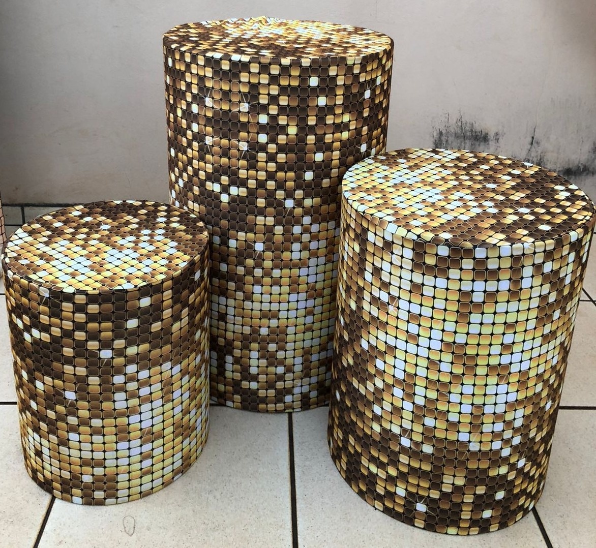 Dourado Escuro Lantejoulas Cilindro Redondo Pmg - FOCUSEVENTOSJATAI