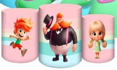 Mundo Bita 3D Cute Rosa E Verde Cilindro Redondo Pmg - FOCUSEVENTOSJATAI