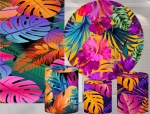 Tropical Laranja Lilás Painel Retangular 200X100Cm - Fundo Rosa Pink - imagem 2