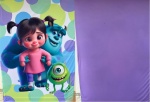 Monstros E Cia 3D Bolado Verde Lilas Fundo Lilas Liso Painel Reangular 220X150Cm - imagem 2