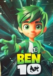 Ben 10 3D Painel Retangular 220X150Cm Fundo Verde Bandeira 4 - imagem 1
