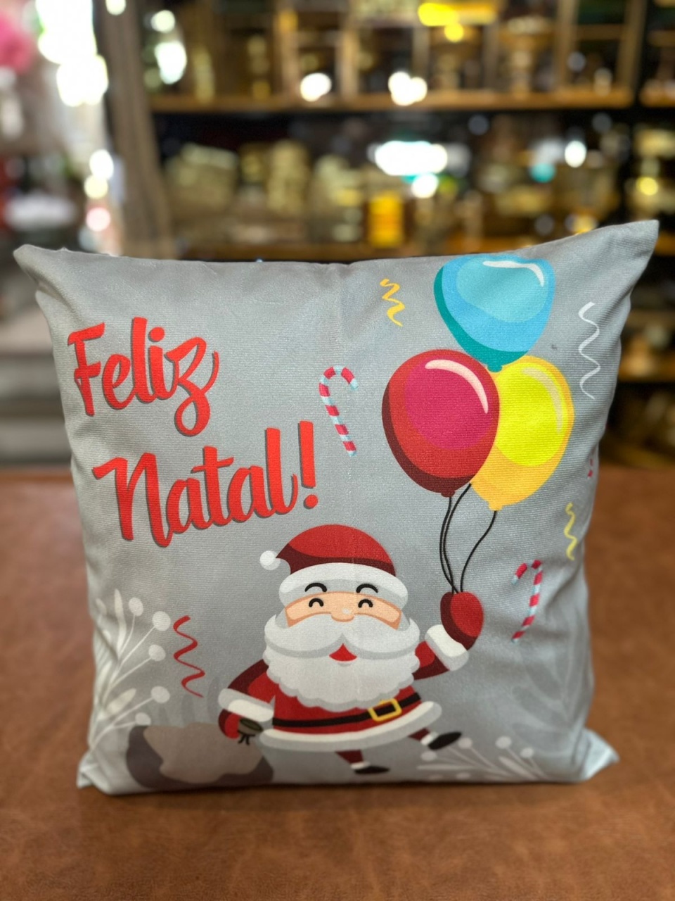 Almofada Natal Papai Noel Balões 40X40Cm - FOCUSEVENTOSJATAI