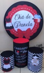 Chá de Panela Preto Laço Vermelho Cilindro Redondo Pmg - imagem 2