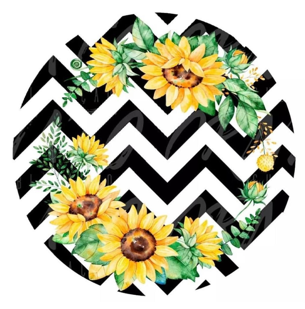 Girassol Chevron Preto E Branco Painel Redondo 150Cm - FOCUSEVENTOSJATAI
