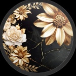 Floral Margarida Dourado Painel Redondo 150Cm - imagem 1