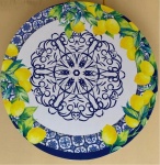 Limao Siciliano  Azulejo Portugues Arabesco Azul Painel Redondo 150Cm - imagem 1