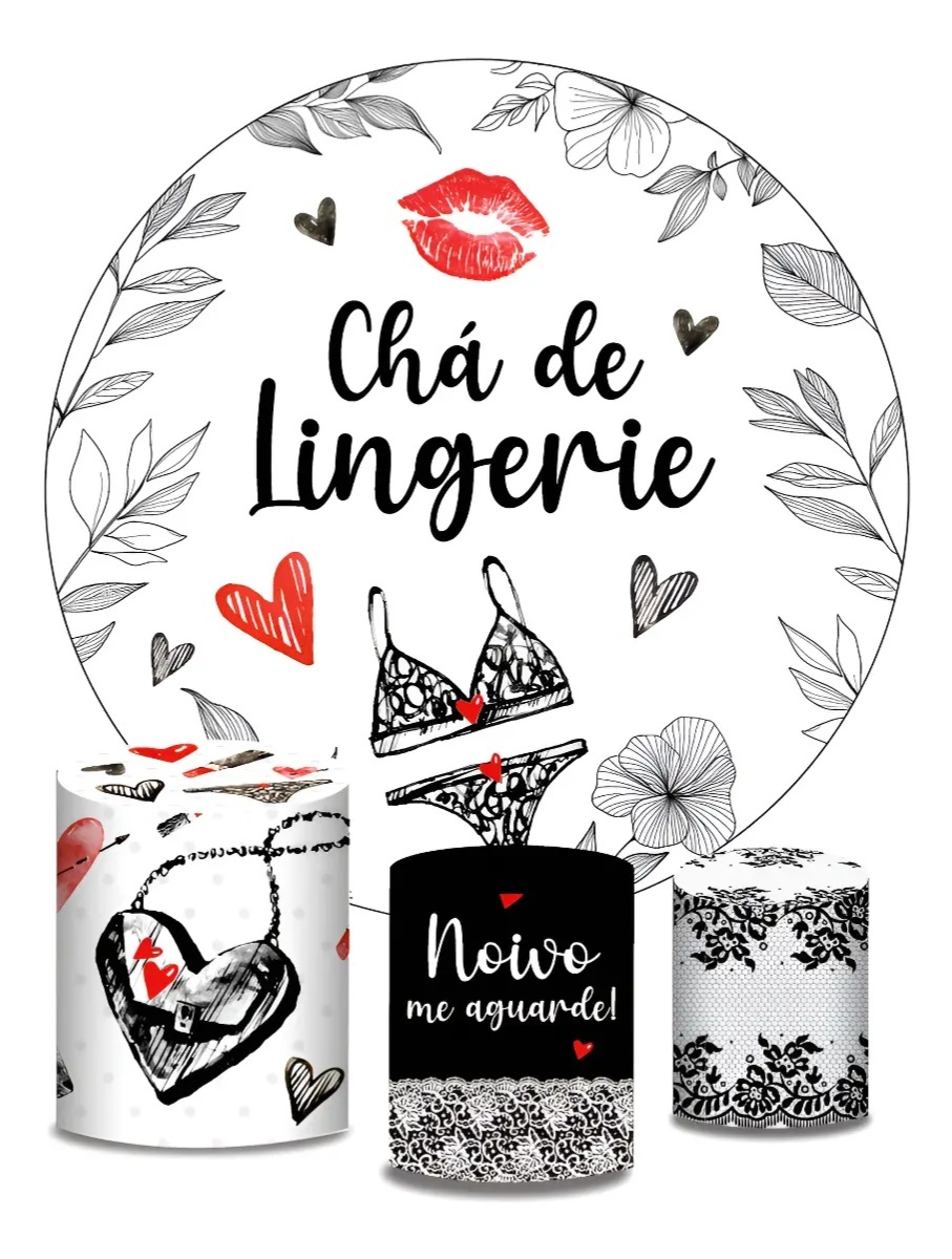 Chá de Lingerie Branco E Preto Painel Redondo 150Cm - FOCUSEVENTOSJATAI
