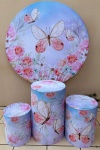 Borboleta Rosa E Cha 002 Painel Romano 200X100Cm - Fundo Rosa Chiclete  - imagem 2