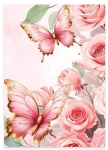 Borboleta Luzo Rosa E Dourado Painel Retangular 220X150Cm - Fundo Rosa Goiaba - imagem 1