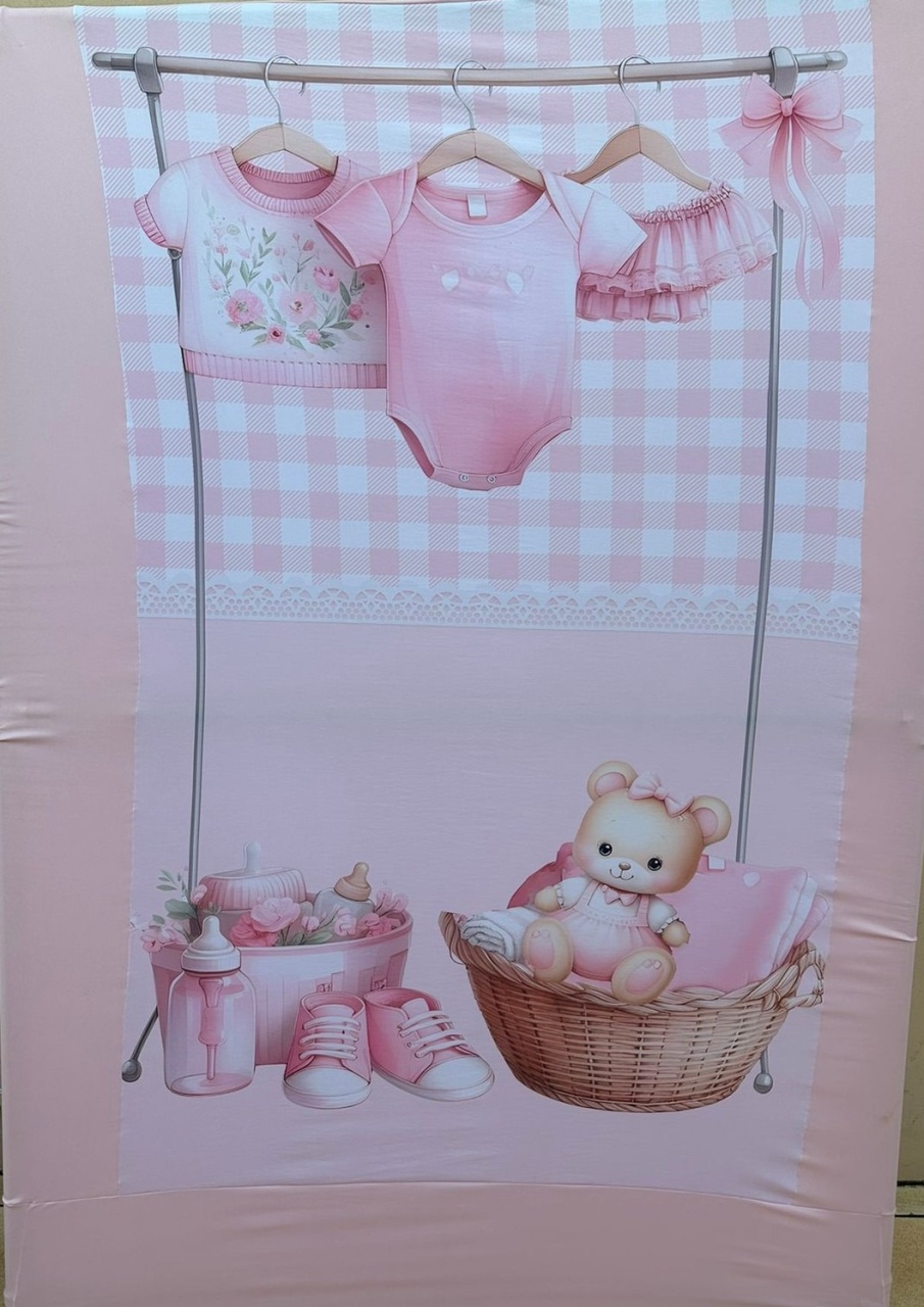 Cha Bebê Oh Baby Rosa Painel Retangular 220X150Cm - Fundo Rosa Claro - FOCUSEVENTOSJATAI