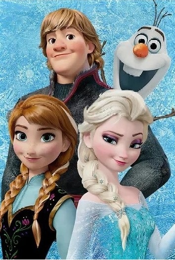 Frozen 3D Elsa Anna Olaf Hans Fundo Azul Claro Painel Retangular 220X150Cm - FOCUSEVENTOSJATAI
