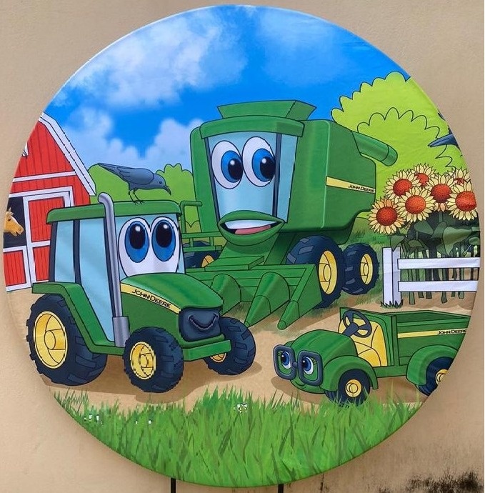 Trator E Colhetadeira John Deere Desenho Painel Redondo 150Cm - FOCUSEVENTOSJATAI