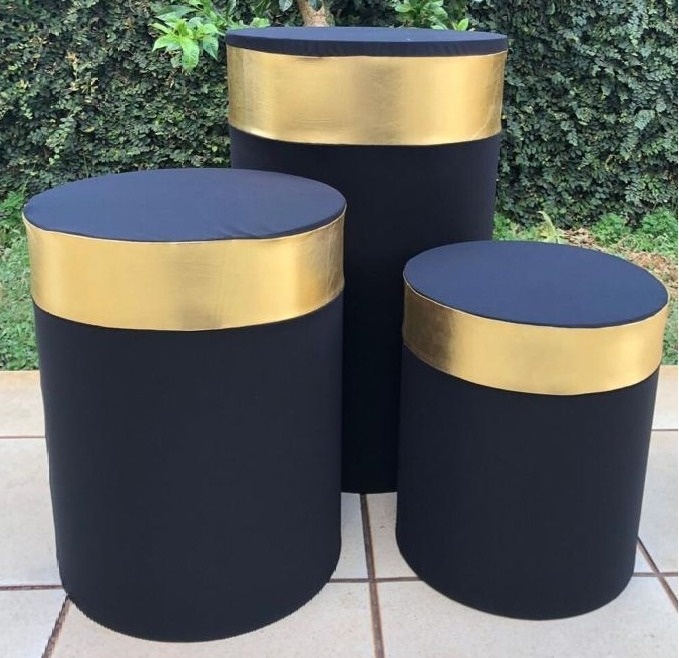 Preto Faixa Dourado Cilindro Redondo Pmg - FOCUSEVENTOSJATAI