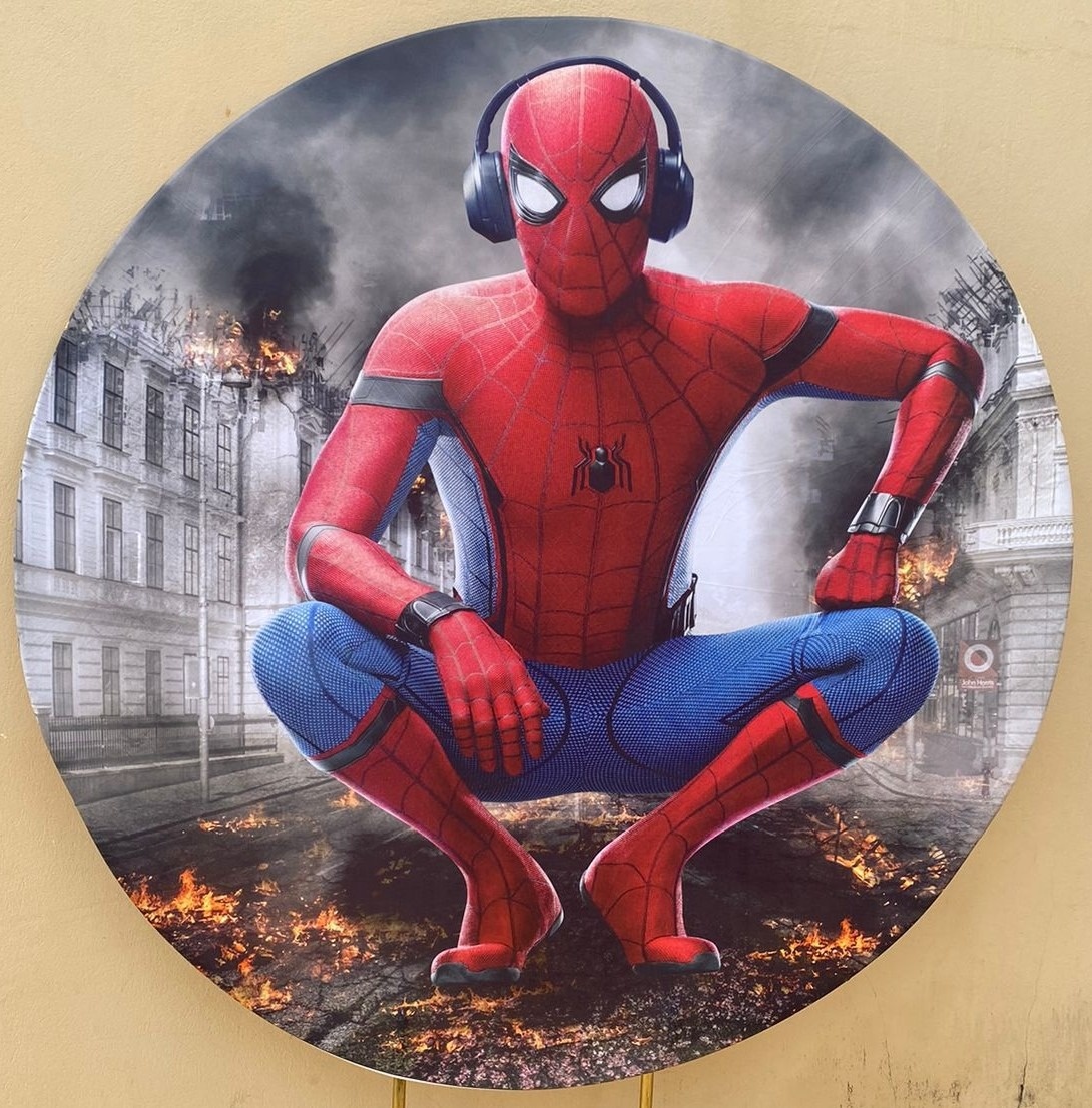 Homem Aranha  Fone Ouvido Painel Redondo 150Cm - FOCUSEVENTOSJATAI