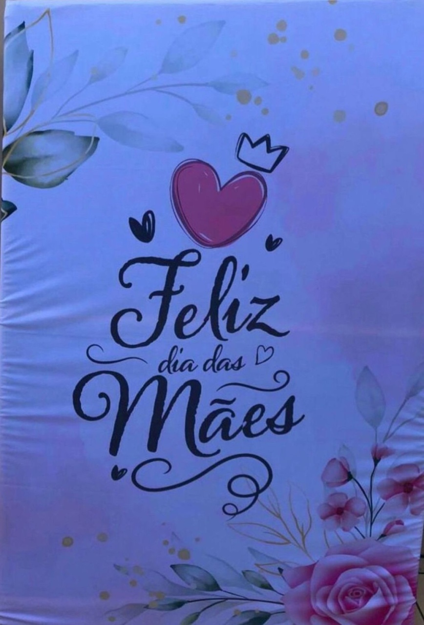 Mãe Floral Rosa Feliz Dias das Mães Fudo Azul Piscina Painel Retangular 220X150Cm - FOCUSEVENTOSJATAI