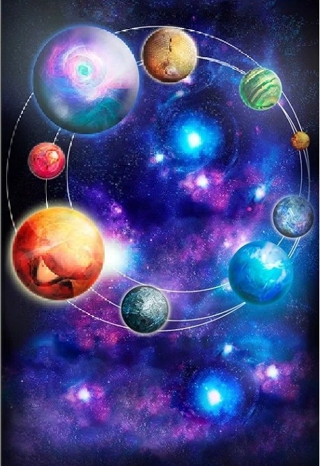 Galaxia 9 Planetas Painel Retangular 220X150Cm - FOCUSEVENTOSJATAI