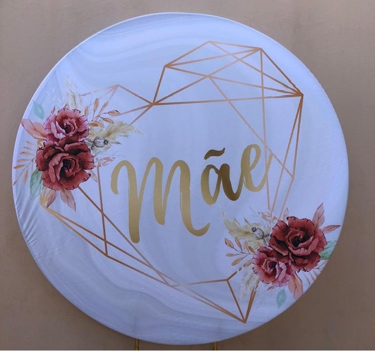 Mãe Coração Aramado Dourado Painel Redondo 150Cms - FOCUSEVENTOSJATAI