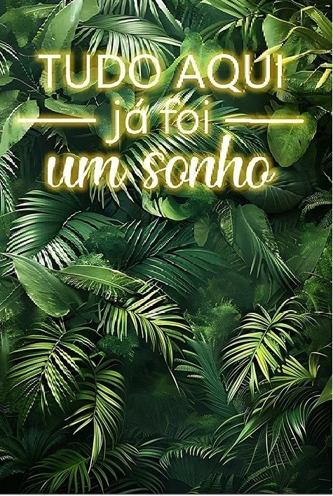 Folhagem Led Tudo Aqui Ja Foi Um Sonho Fundo Verde Azeitona Painel Retangular 220X150Cm - FOCUSEVENTOSJATAI
