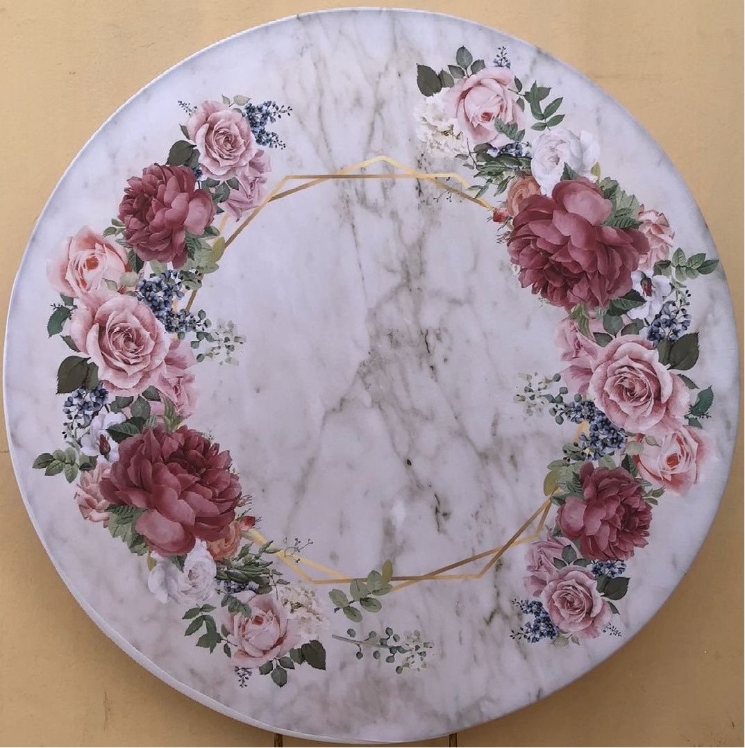Floral Marmorizado Marsalla Painel Redondo 150Cm - FOCUSEVENTOSJATAI