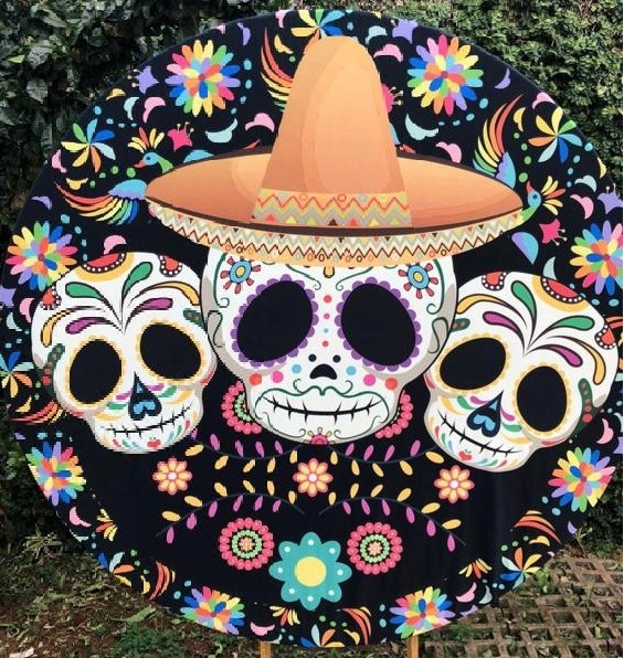 Caveira Mexicana Painel Redondo 150Cm - FOCUSEVENTOSJATAI