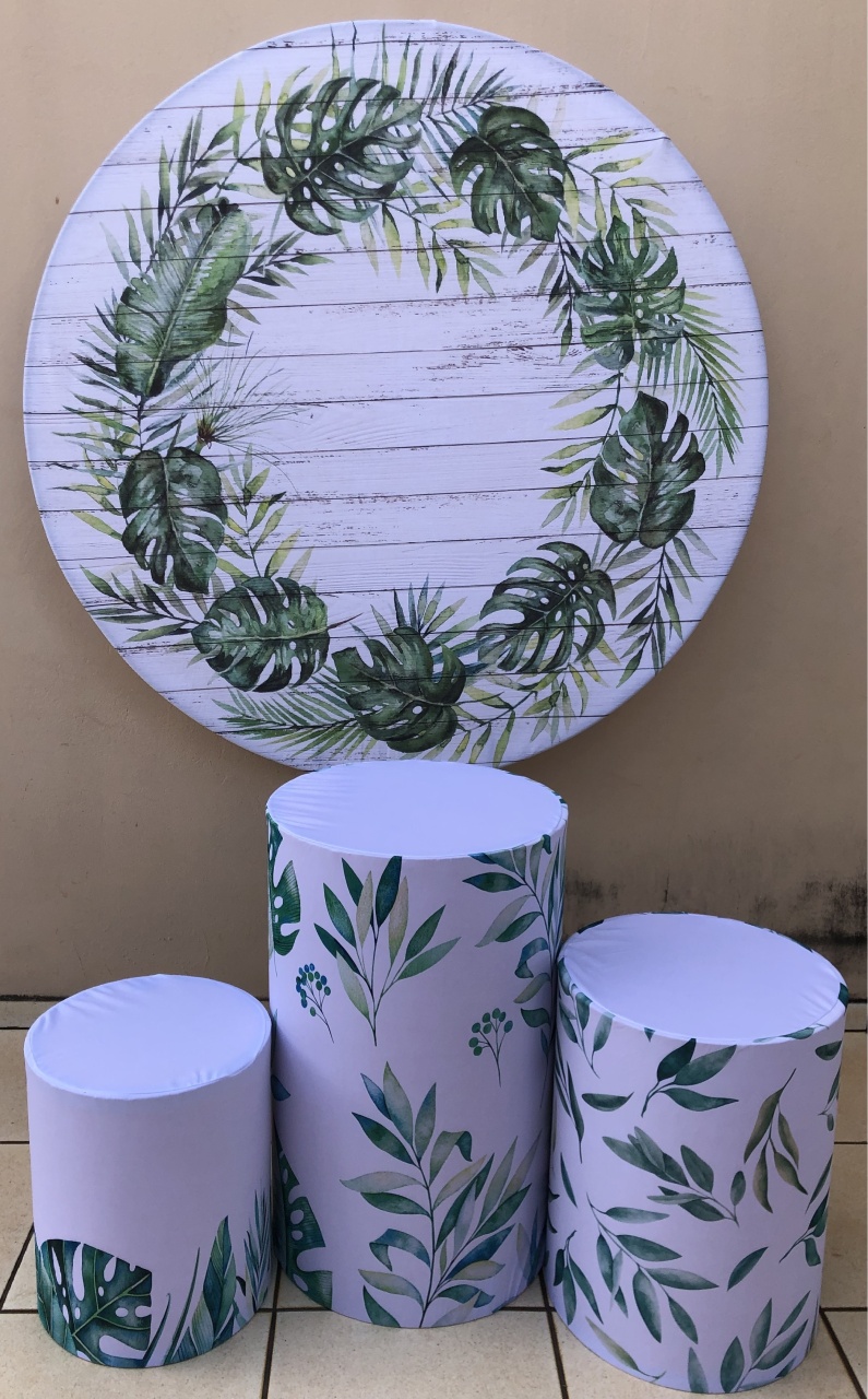 Folhagem Tabua Branca Costela de Adao Painel Redondo 150Cm - FOCUSEVENTOSJATAI